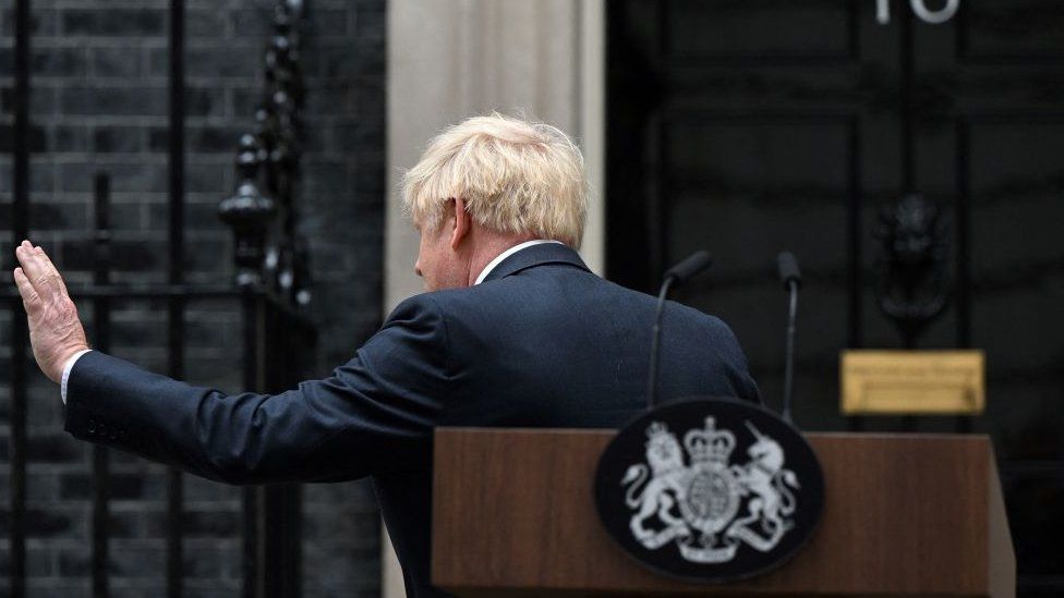 Boris Johnson after resigning as PM