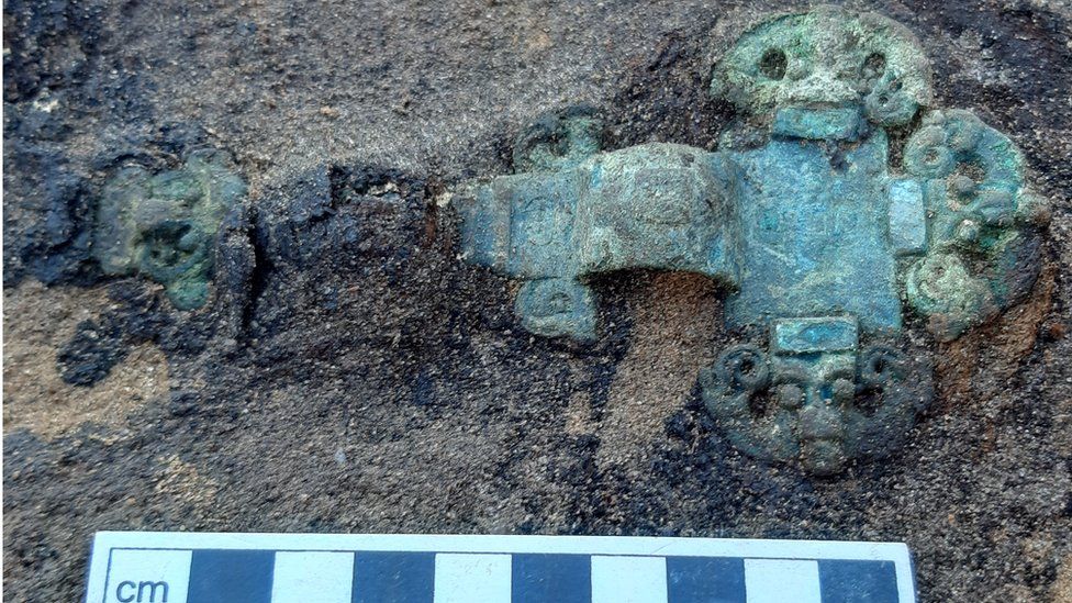 Cruciform brooch found at the Anglo-Saxon cemetery at Oulton
