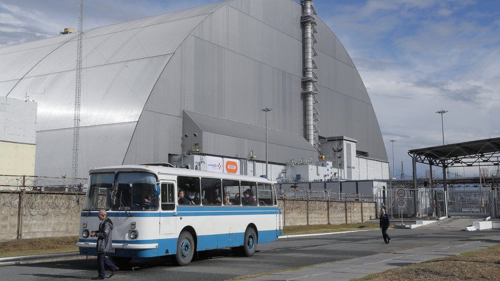 A general view of the new Safe Confinement covering the 4th block of Chernobyl Nuclear power plant