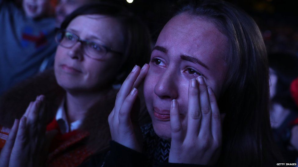Clinton supporter in tears