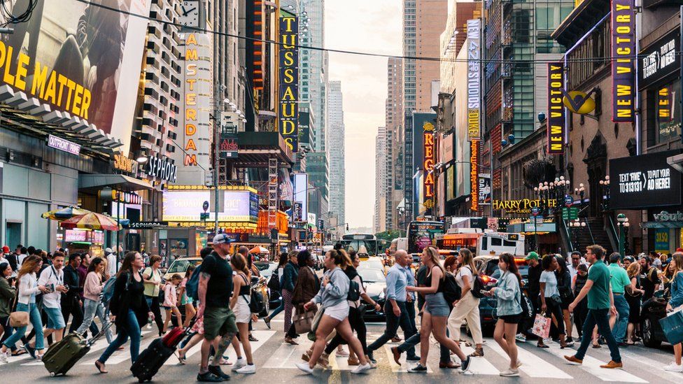 People walking in New York City.