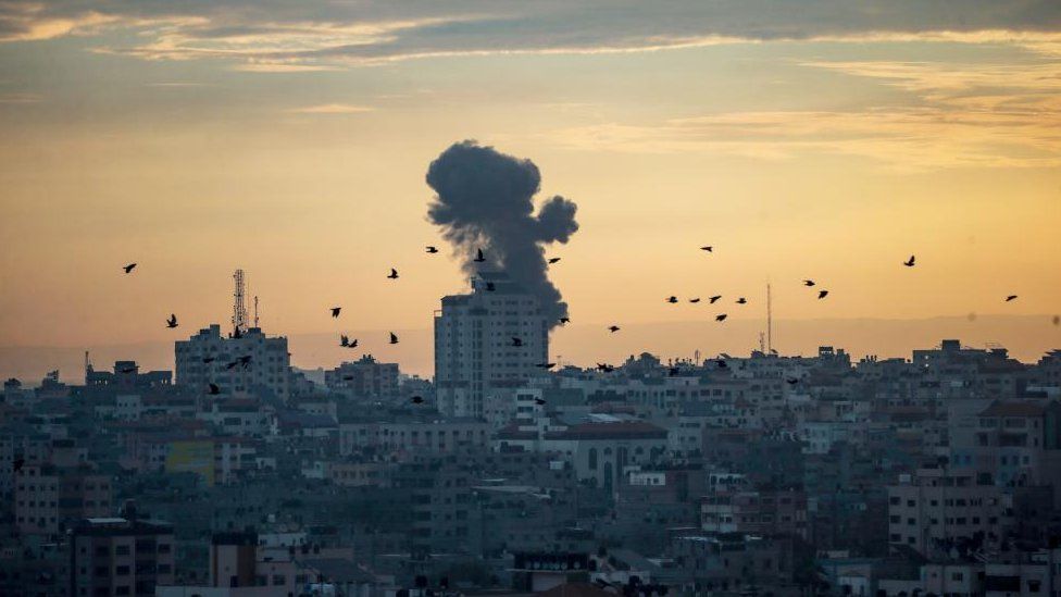Smoke rises in northern Gaza