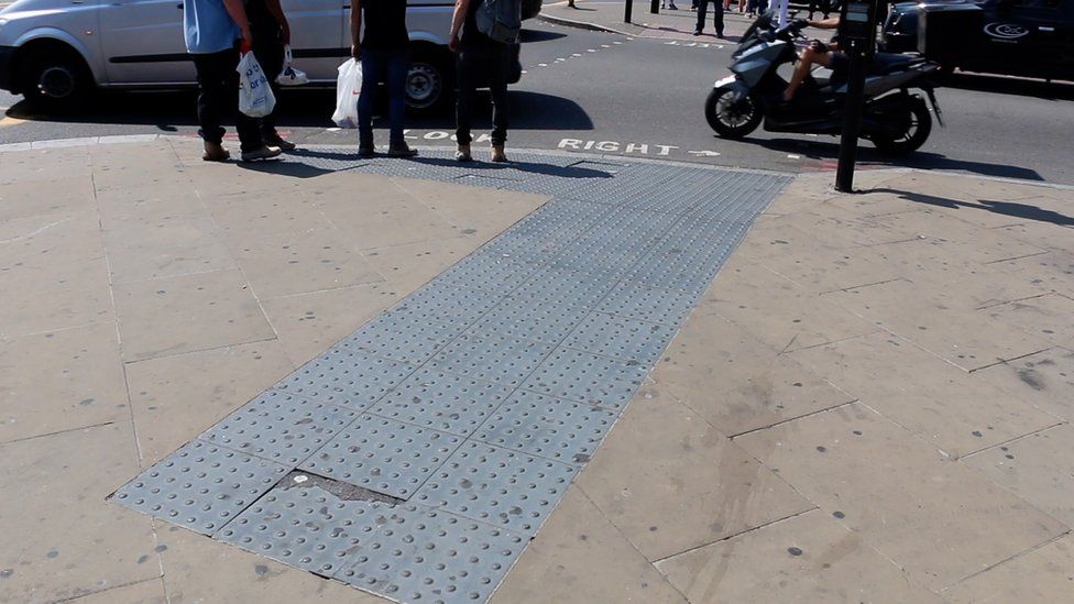 Tactile paving at a crossing