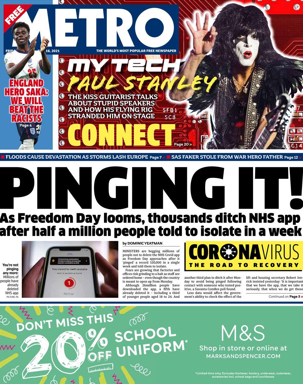 The Metro 16 July
