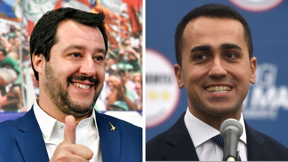 Composite image of Matteo Salvini (right) and Luigi di Maio (left)
