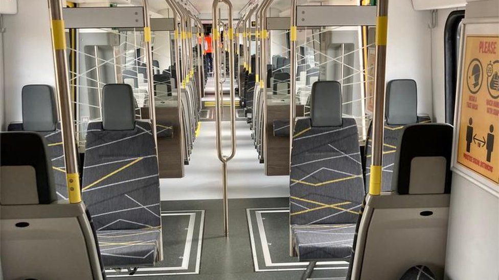 The inside of the new trains