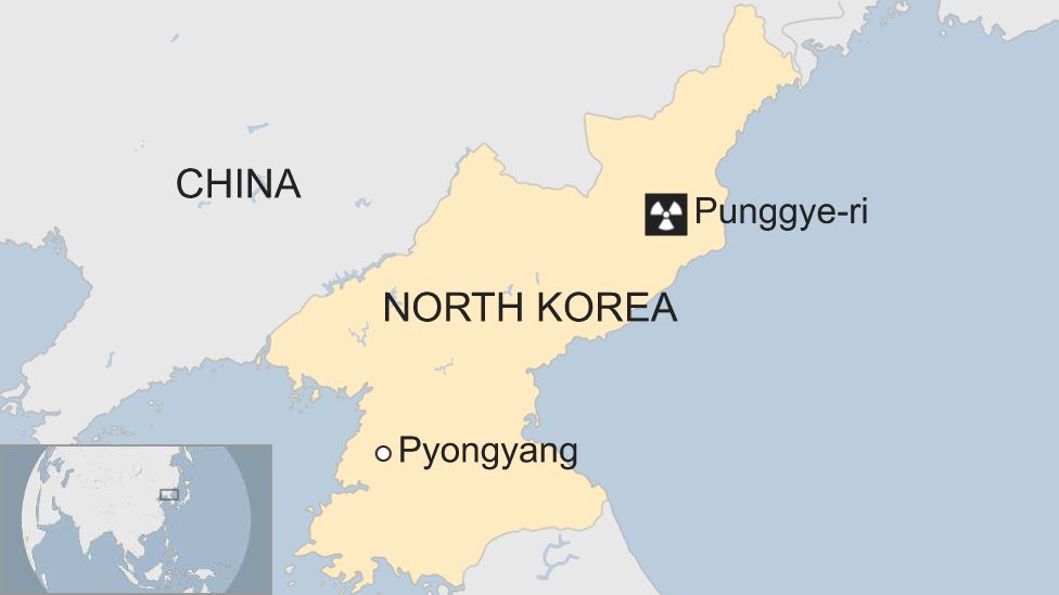 Map of North Korea shows Punggye-ri nuclear test site