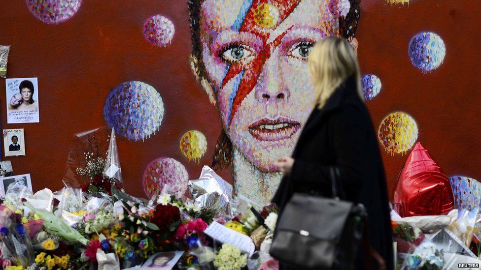 Tributes to David Bowie in Brixton, south London