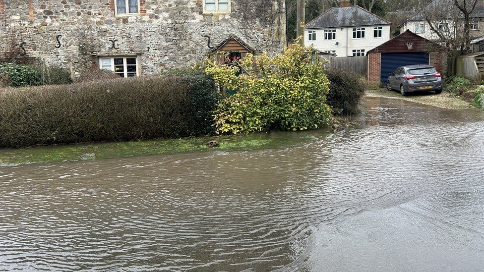 Flooded road in Wiltshire