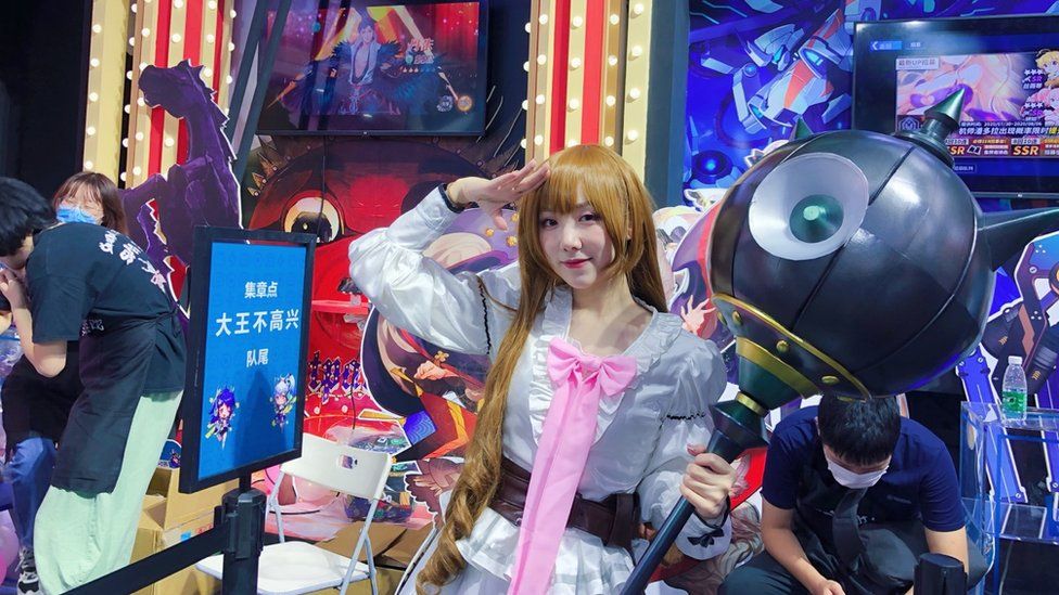 Woman at the ChinaJoy conference in Shanghai.
