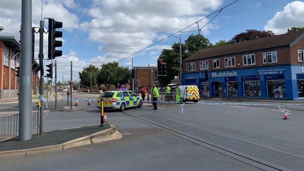 Beeston Trams halted as overhead lines hit by vehicle BBC News