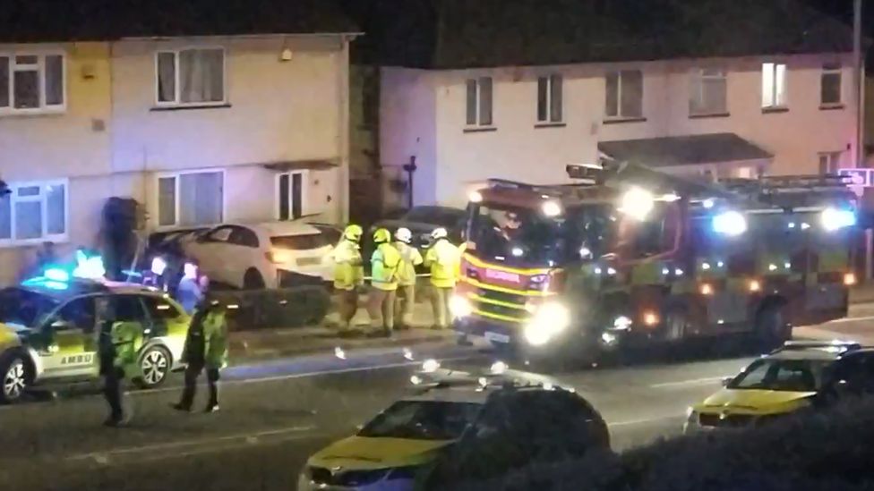 Leicester mum's skull broken as car crashes into home - BBC News