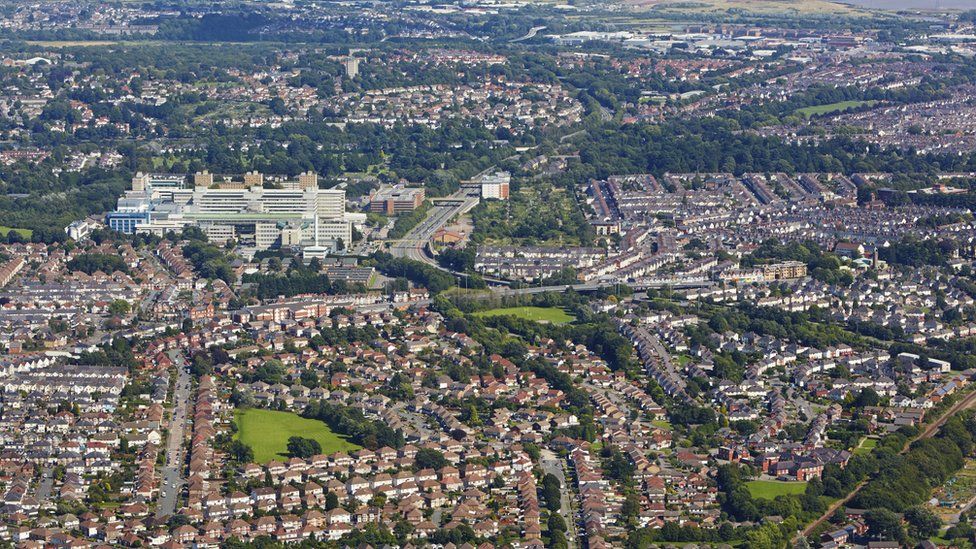 An aerial view of Cardiff