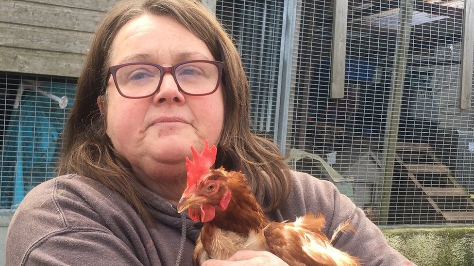 Barbara with Twinkle the hen
