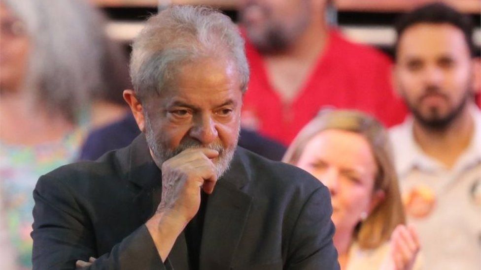 Former Brazilian President Luiz Inacio Lula da Silva participates in an event to commemorate the 38th anniversary of the Workers" Party (PT) in Belo Horizonte, Brazil, 21 February 2018