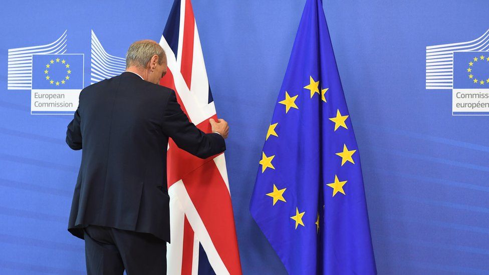 UK and EU flags at European Commission, 28 Jun 16