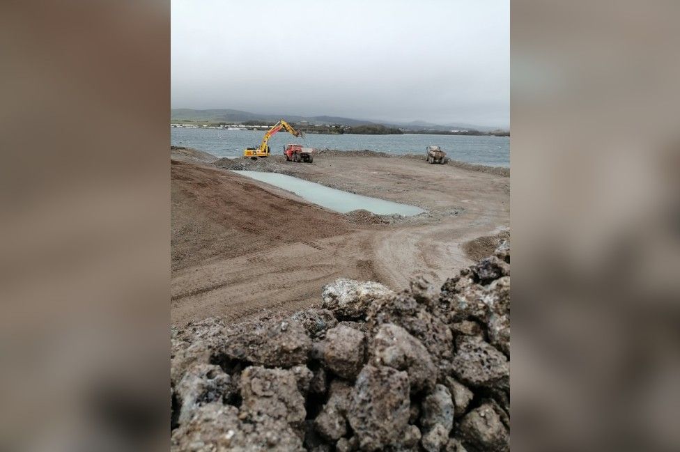Work to create a new island in the lagoon