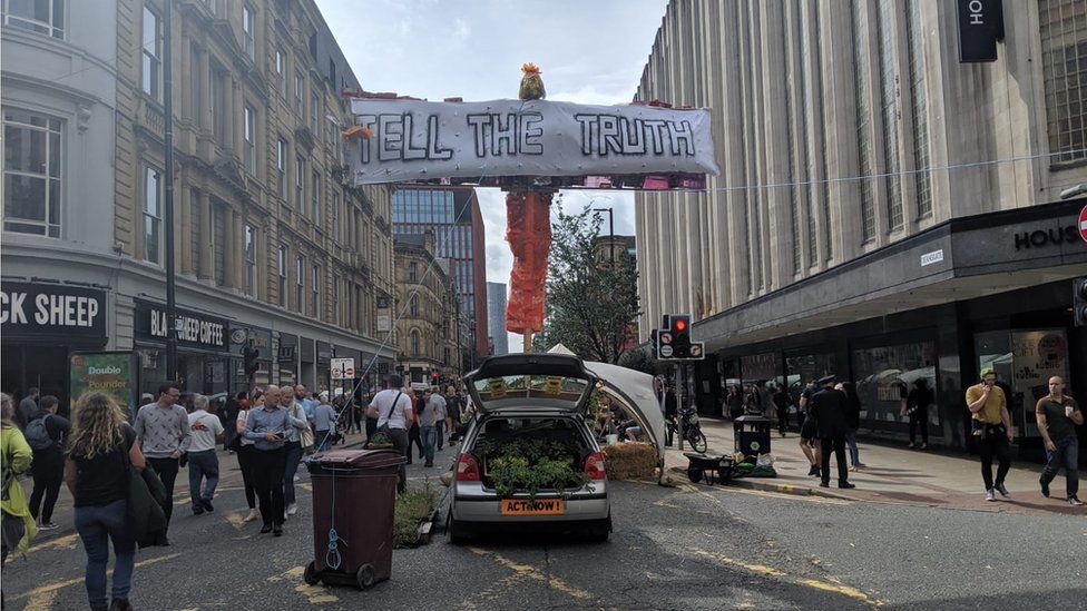 Extinction Rebellion Protesters close Deansgate in Manchester