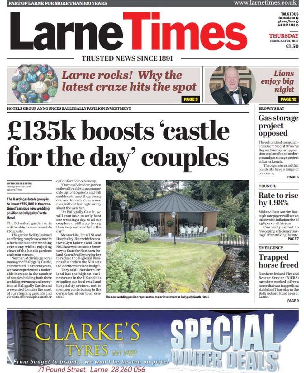 front page Larne Time Thursday 21 February 2019