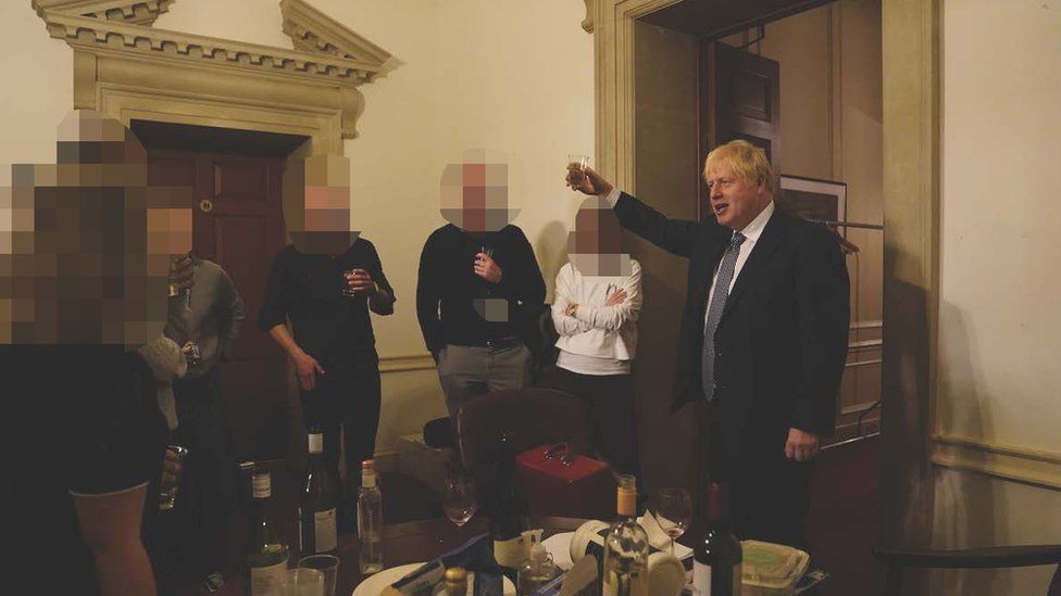 Photograph of Boris Johnson in Downing Street