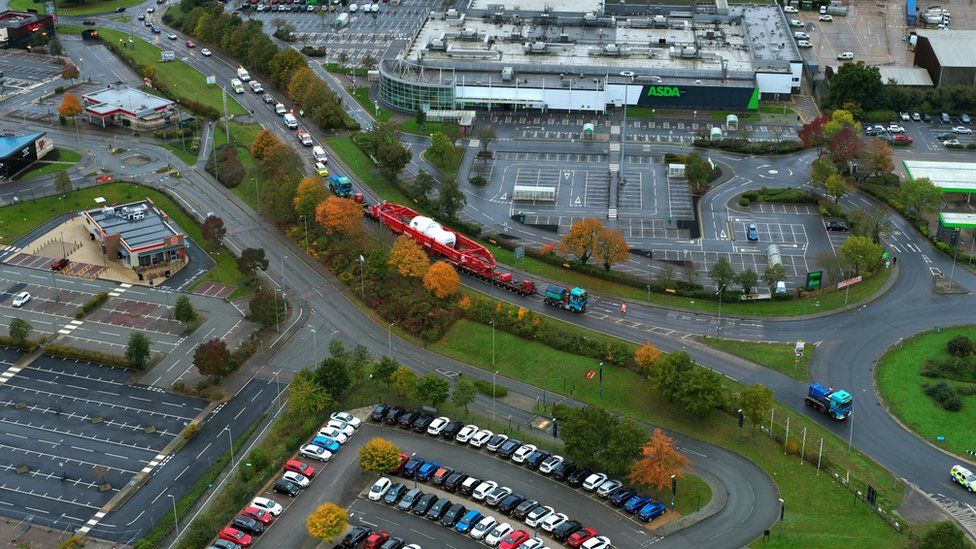 Aerial of the load being moved through Suffolk