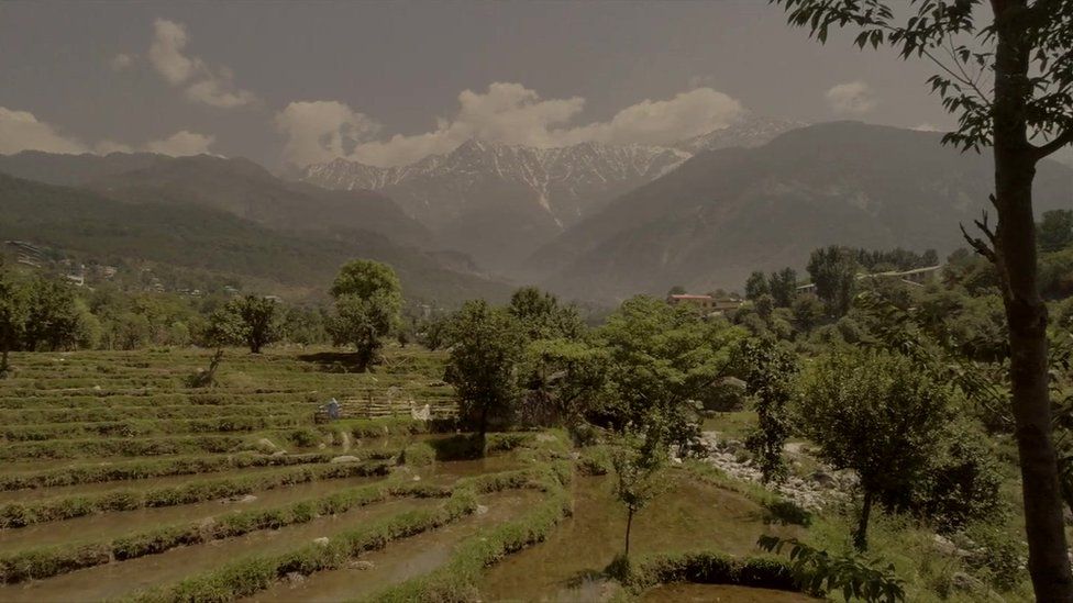 Image shows the view from the Dalai Lama's residence in the northern Indian state of Himachal Pradesh