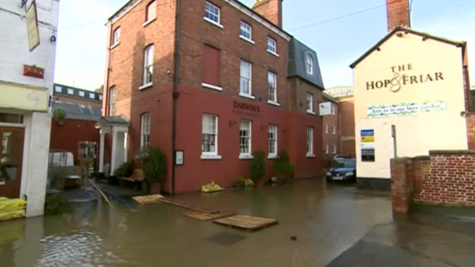 Flood water in Shrewsbury