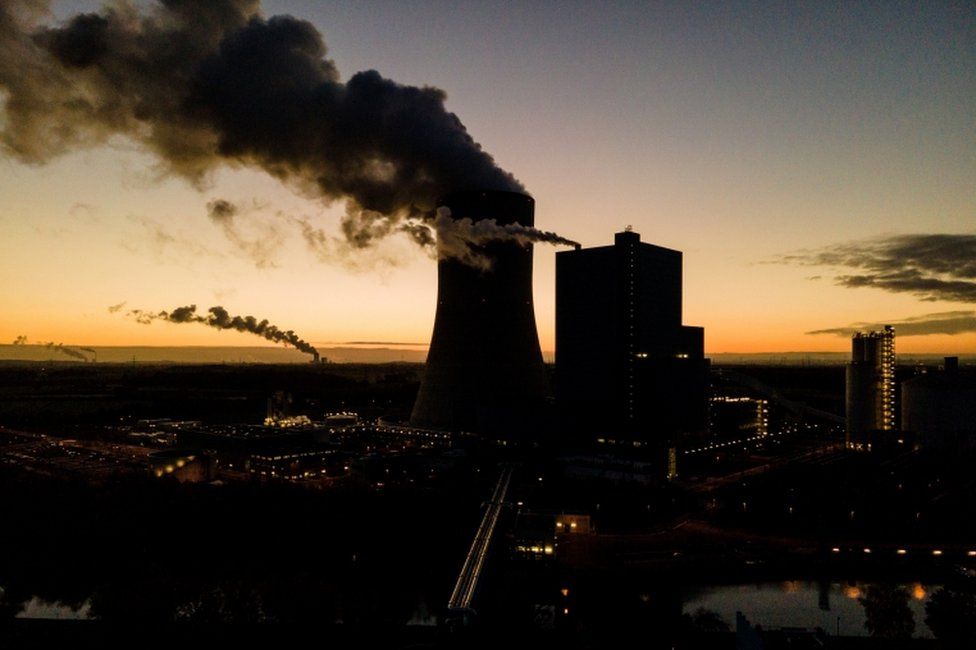 An aerial picture taken with a drone shows the coal-fired power plant in Germany