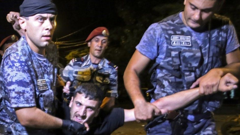 Police in Yerevan dragging protester