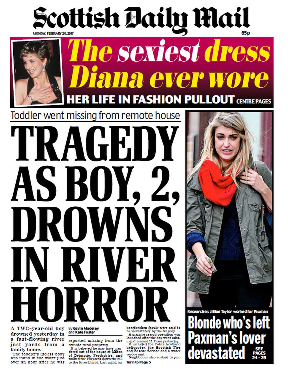 Scotland's papers: River tragedy and cancer 'survival gap' - BBC News