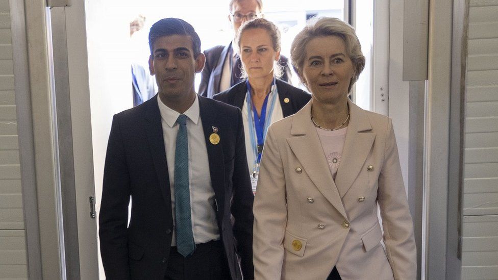 Rishi Sunak y Ursula von der Leyen fotografiados en noviembre de 2022