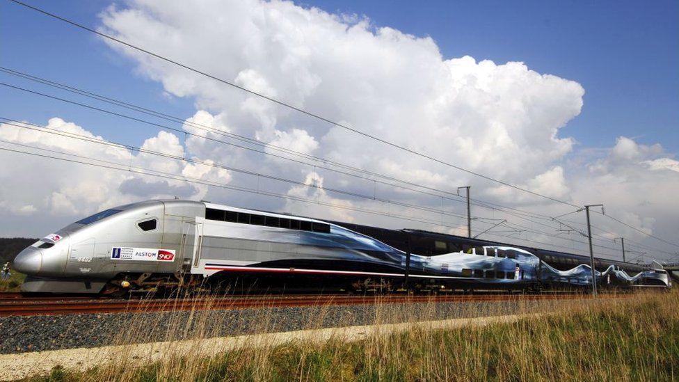 High-speed train in Le Chemin, France in 2007