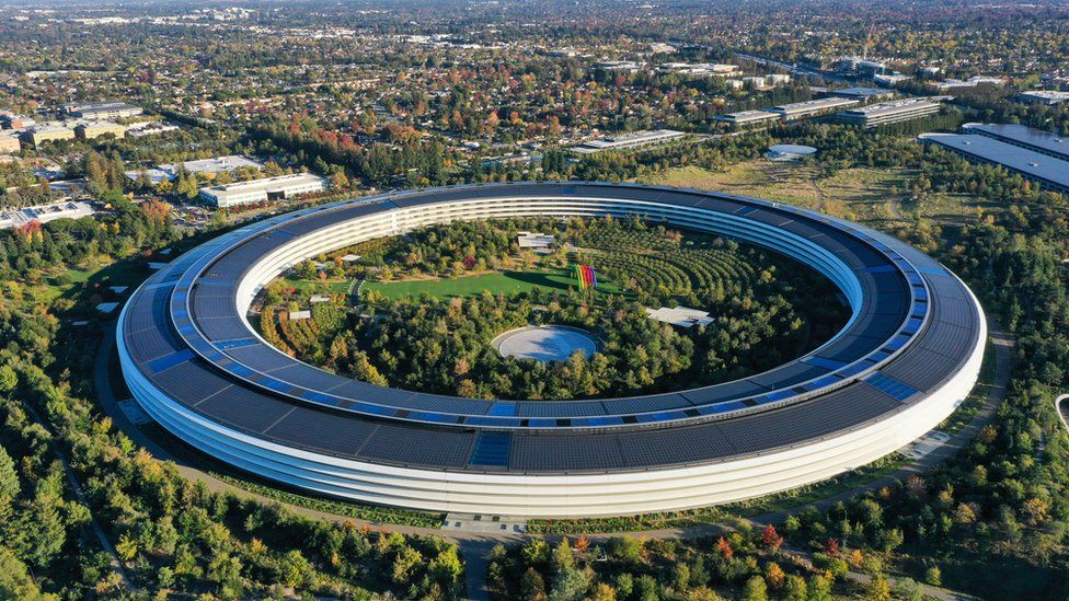 Apple's headquarters in Cupertino, California, where a former employee has been charged with stealing secret information