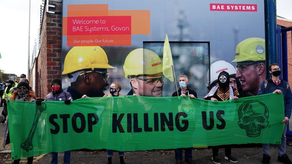 Protesters outside BAE Systems