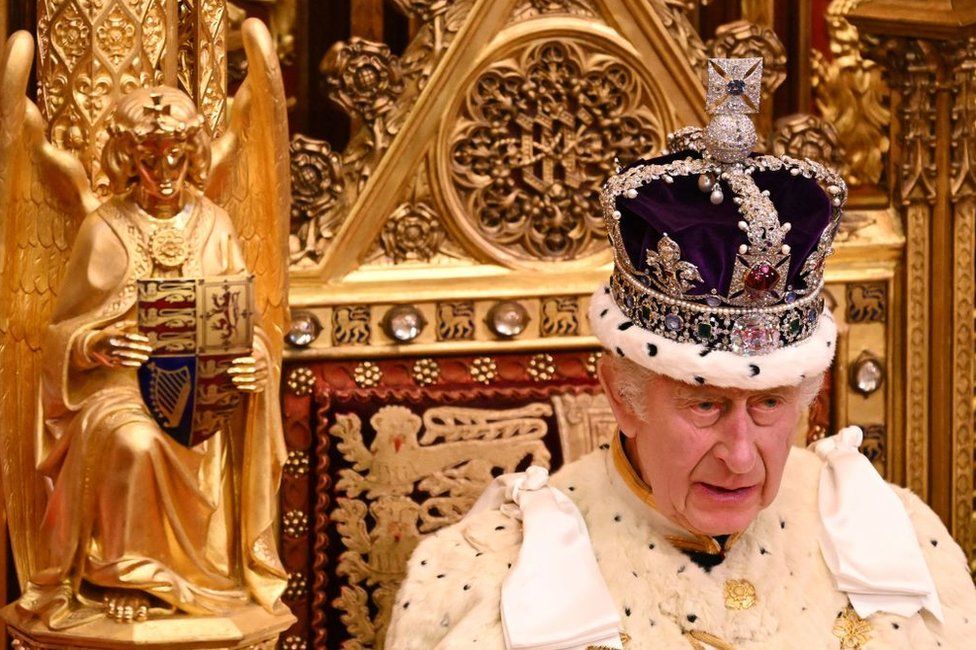 King Charles III delivering the King's Speech in the House of Lords on 7 November 2023