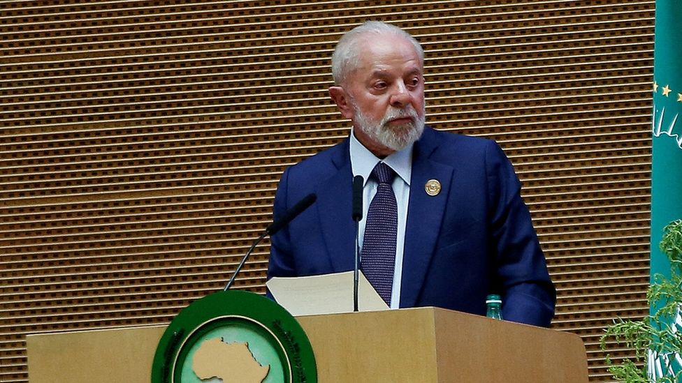 Brazilian President Luiz Inacio Lula da Silva at the 37th Ordinary Session of the Assembly of the African Union at the African Union Headquarters, in Addis Ababa on Saturday