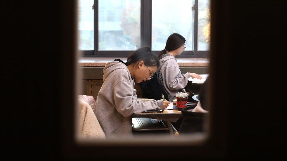 South Korean students taking the test in Seoul in 2019