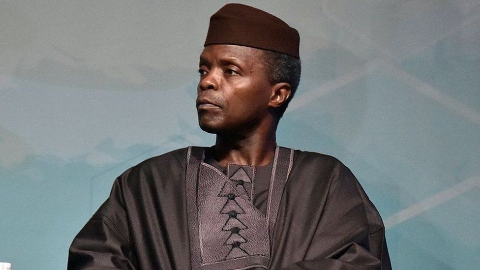 Nigeria Vice-President Yemi Osinbajo attend during the investiture ceremony for the new president of the African Development Bank (AfDB) Akinwumi Adesina, on 1 September 2015, in Abidjan.
