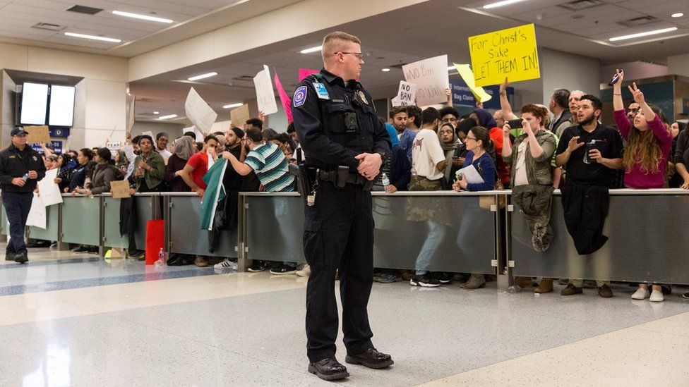 Protesters at Dallas/Fort Worth International Airport