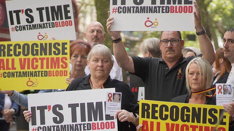 Contaminated blood protesters