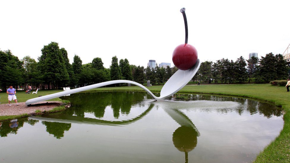 Claes Oldenburg's and his wife Coosje van Bruggen's Spoonbridge and Cherry sculpture in Minneapolis