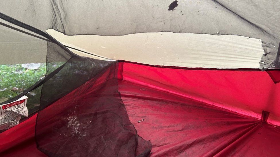 Ripped up tent