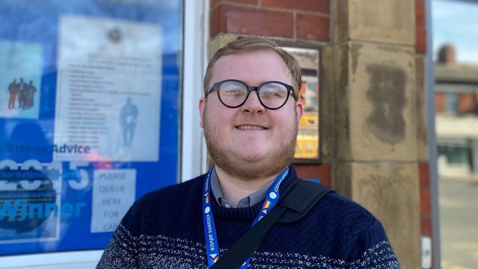 Conal Land, 24, is a case worker at the local Citizens Advice