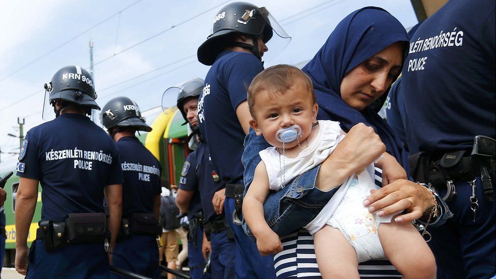 Migrants in Bicske, Hungary, 3 Sep 15