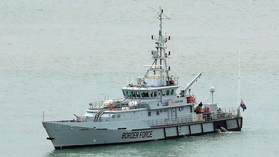 HMC Searcher, one of four cutter ships patrolling UK waters