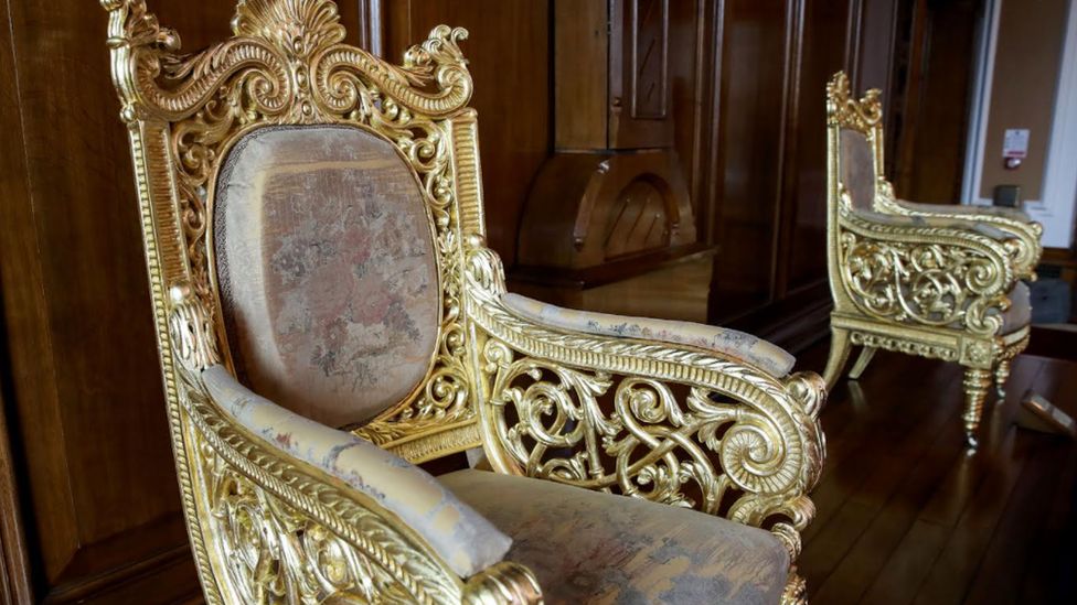 Chairs used by King George V and Queen Mary in Belfast City Hall