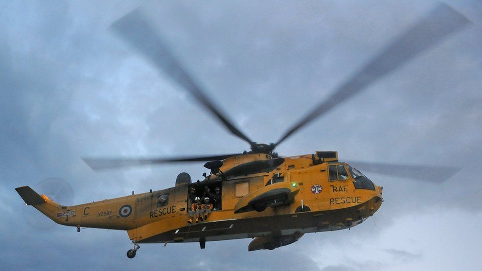 A Royal Navy Sea King rescue helicopter