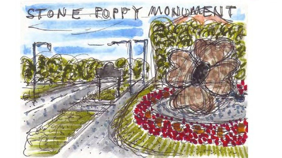 Artist's sketch of the monument in place