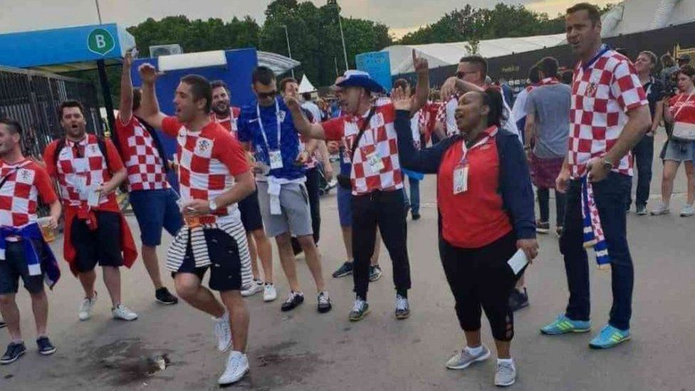Millicent Omanga with Croatia fans