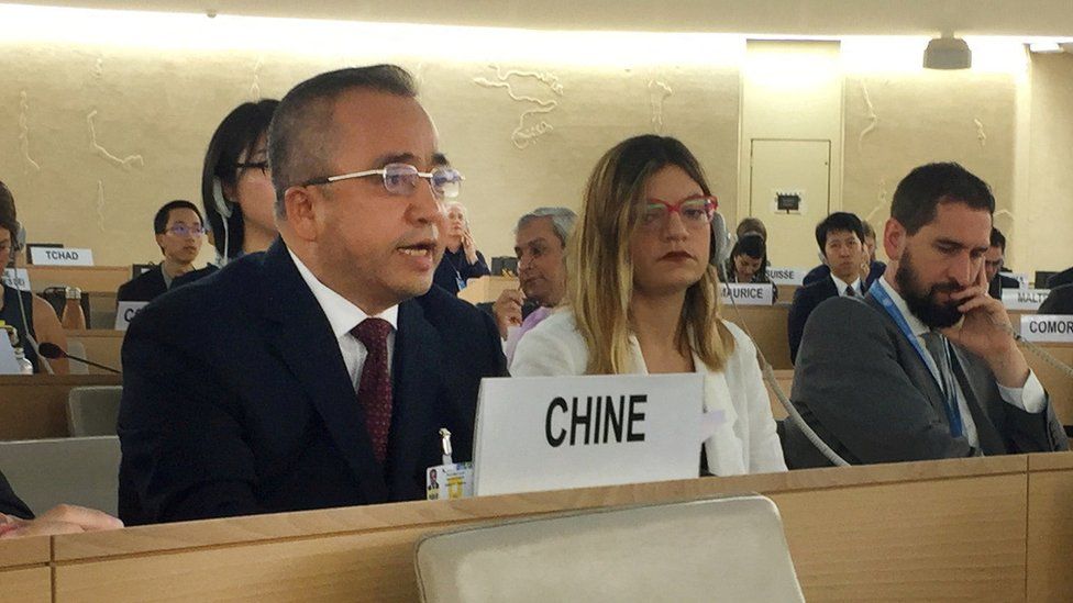 China's Xinjiang region's Vice-Governor Erkin Tuniyaz attends the Human Rights Council meeting at the United Nations in Geneva, Switzerland, June 25, 2019.
